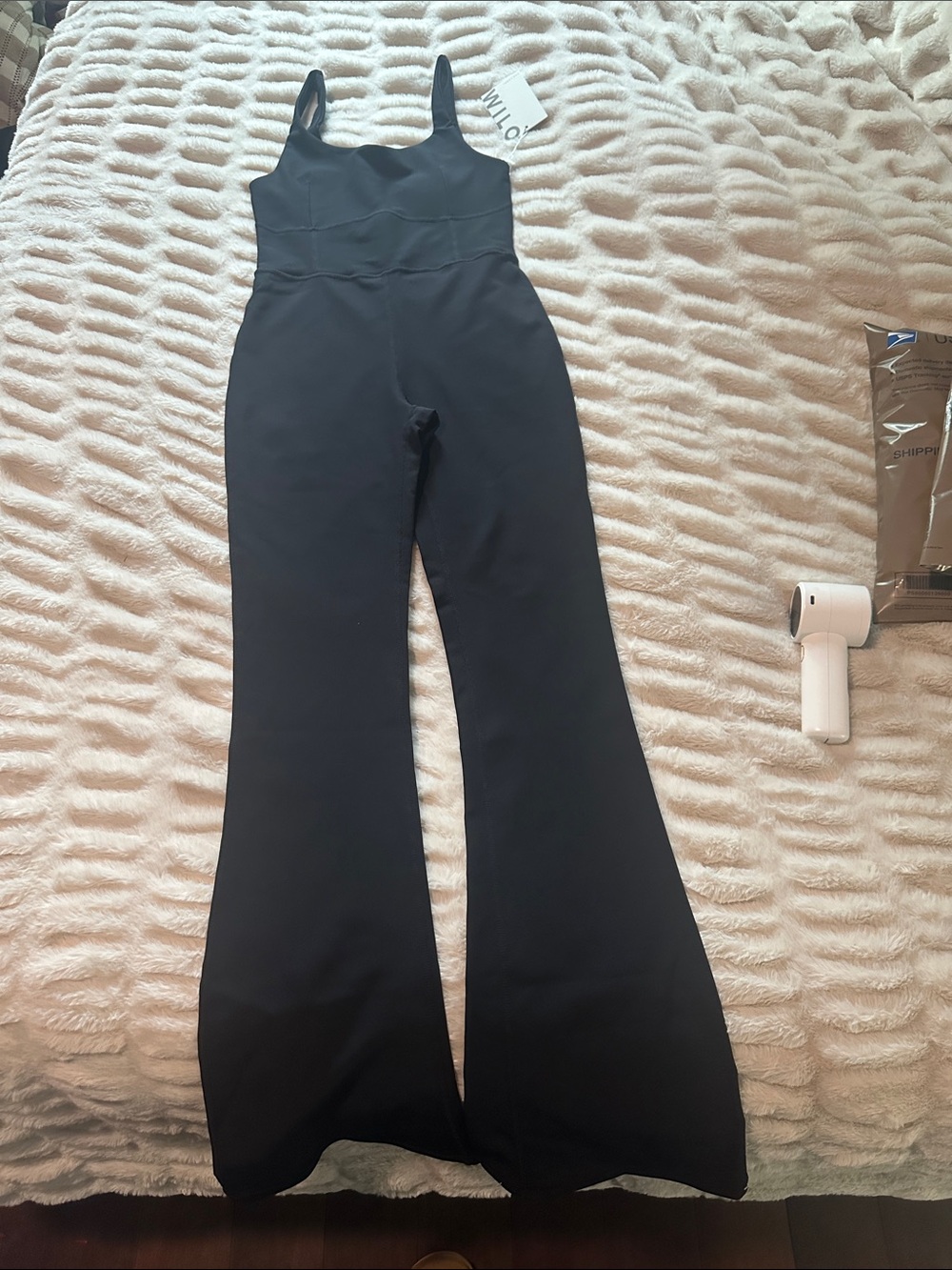 Wilo the Label Black Scoop Neck Flared Rib Jumpsuit NWT Size Small